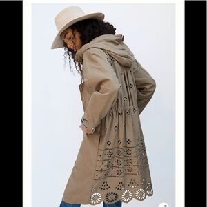 Anthropologie Othilia Harriet embroidered utility coat,  eyelet jacket M or L